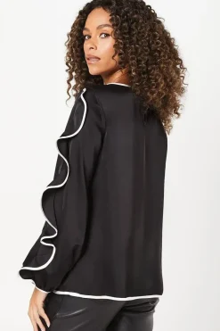 Contrast Cold Shoulder Blouse