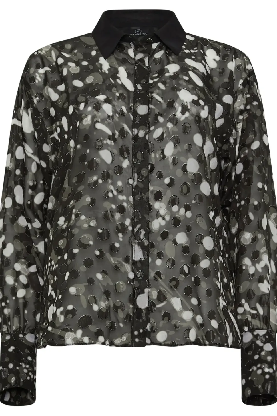 Contrast Collar Polka Dot Print Shirt