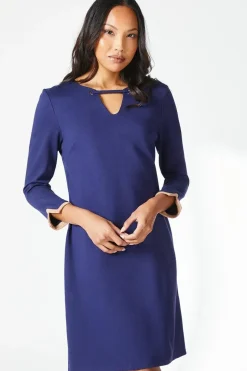 Contrast Detail Ponte Shift Dress