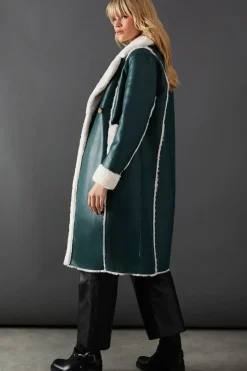 Contrast Faux Leather Edge To Edge Aviator Jacket