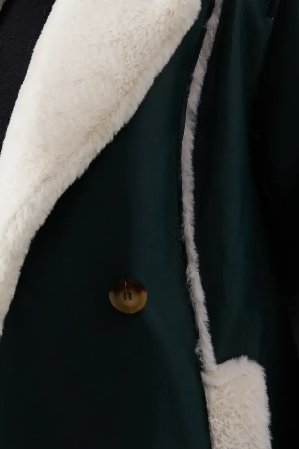 Contrast Faux Leather Edge To Edge Aviator Jacket