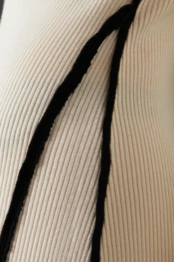 Contrast Frill Edge Rib Maxi Dress