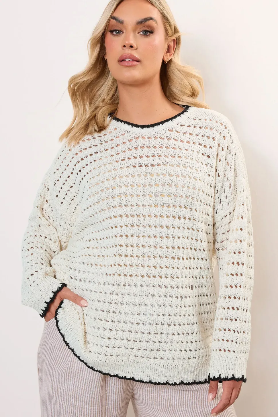 Contrast Hem Crochet Jumper