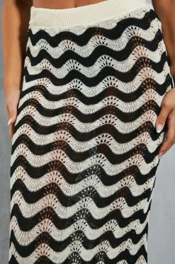 Contrast Knit Maxi Column Skirt