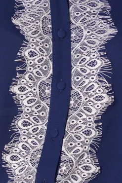 Contrast Lace Trim Georgette Blouse