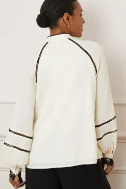 Contrast Ladder Trim Blouse