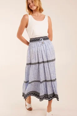 Contrast Printed Tiered Skirt