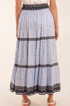Contrast Printed Tiered Skirt