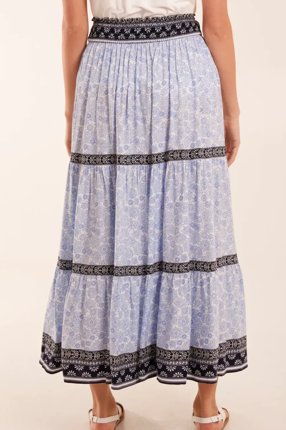 Contrast Printed Tiered Skirt