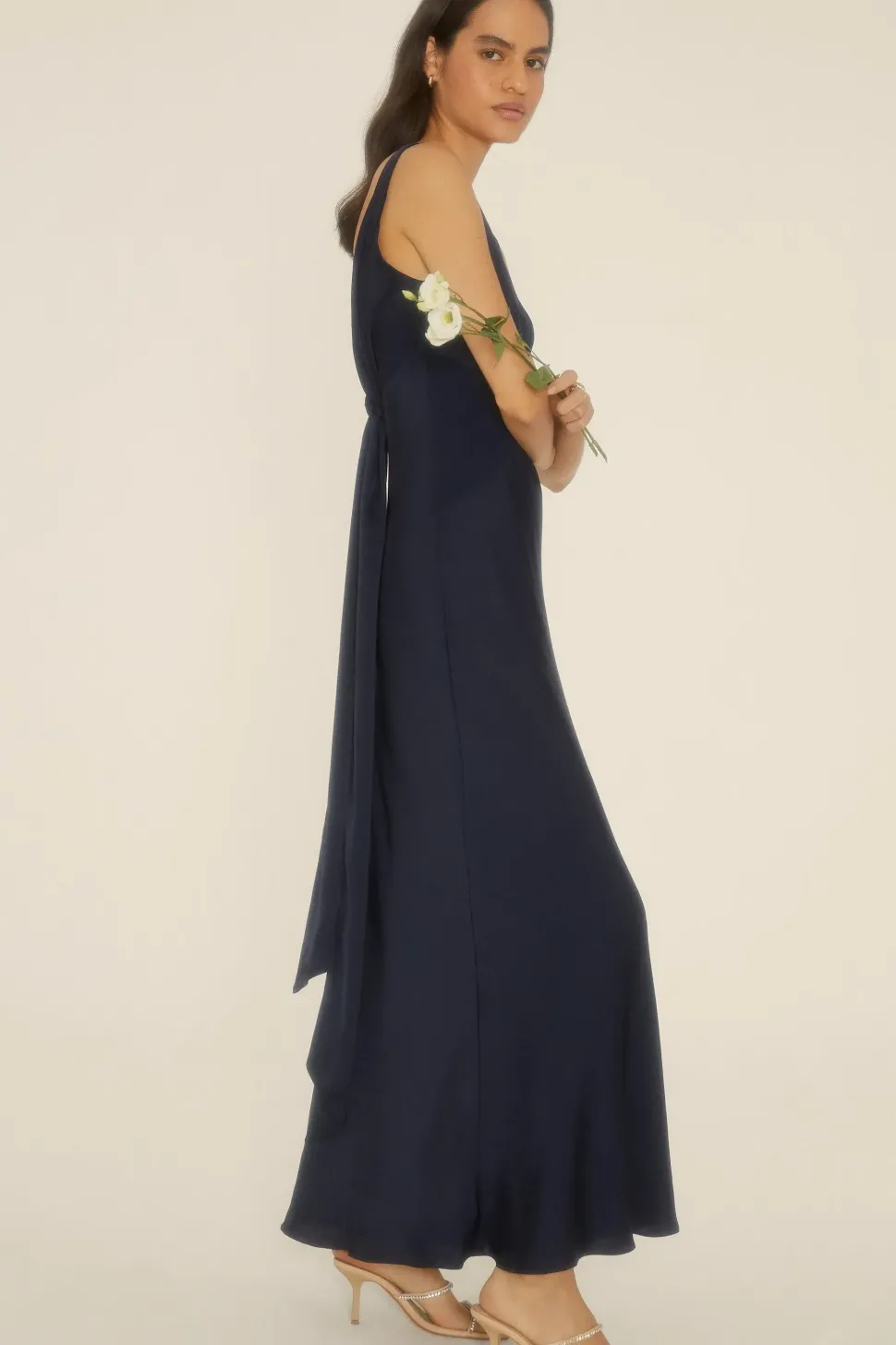 Contrast Satin Bow Back Bridesmaids Maxi Dress