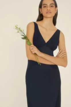 Contrast Satin Bow Back Bridesmaids Maxi Dress