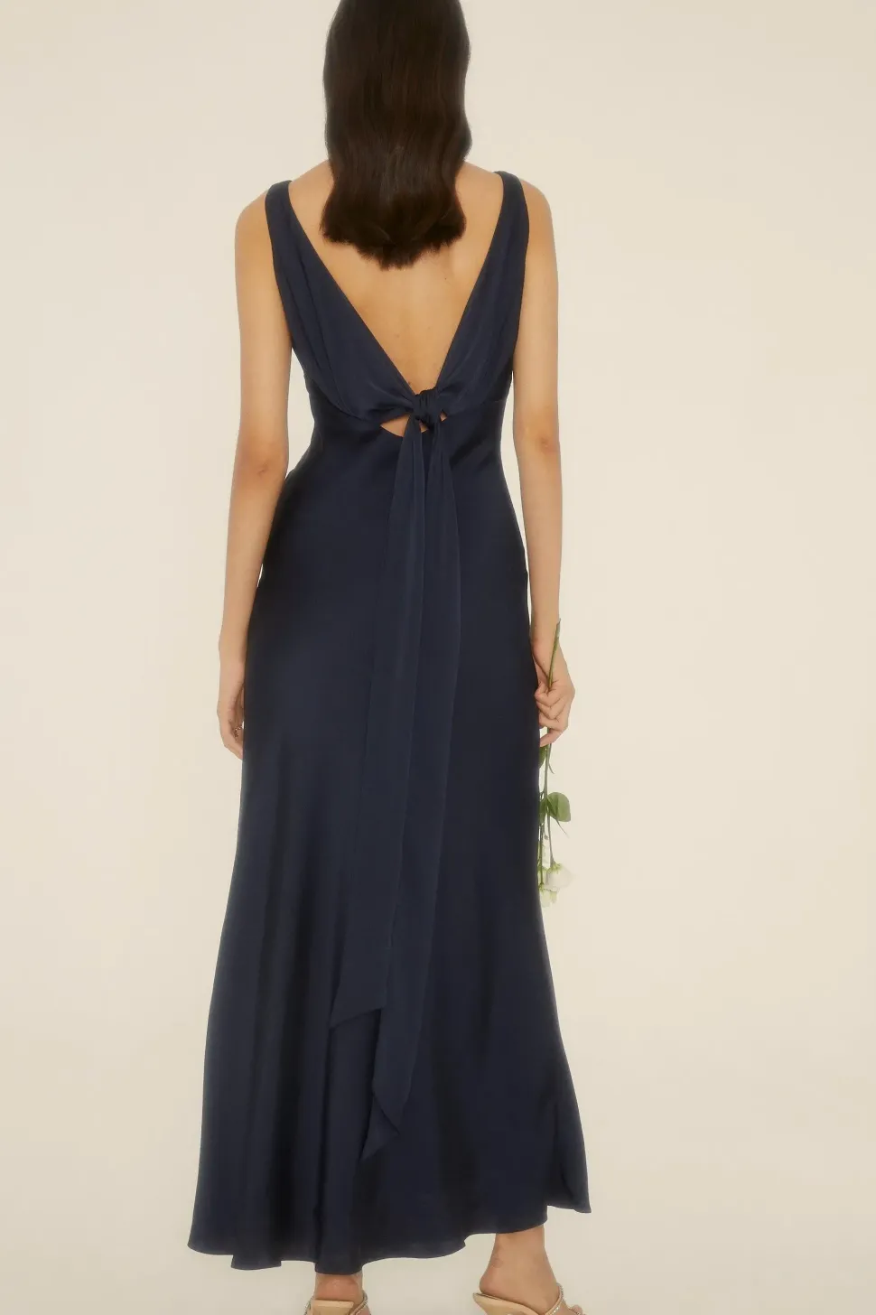 Contrast Satin Bow Back Bridesmaids Maxi Dress