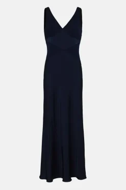 Contrast Satin Bow Back Bridesmaids Maxi Dress