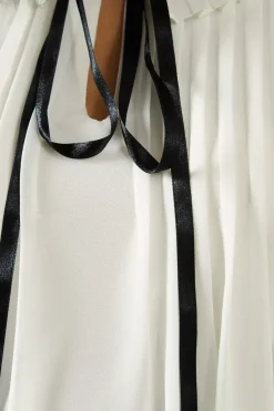 Contrast Satin Trim Georgette Blouse