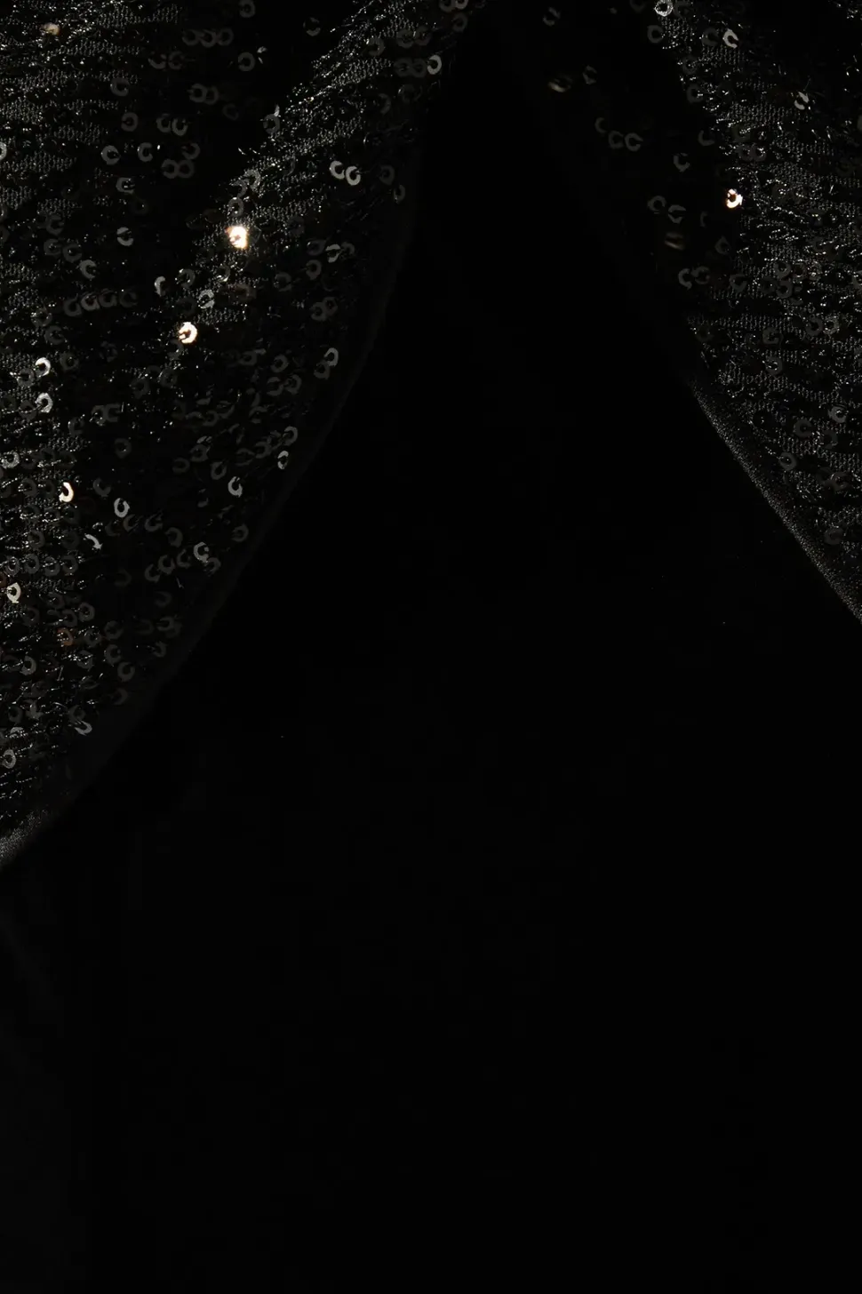 Contrast Sequin Cross Neck Bow Velvet Black Maxi Dress