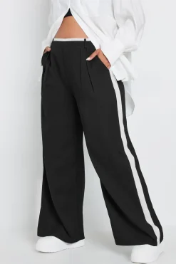 Contrast Side Stripe Wide Leg Trousers