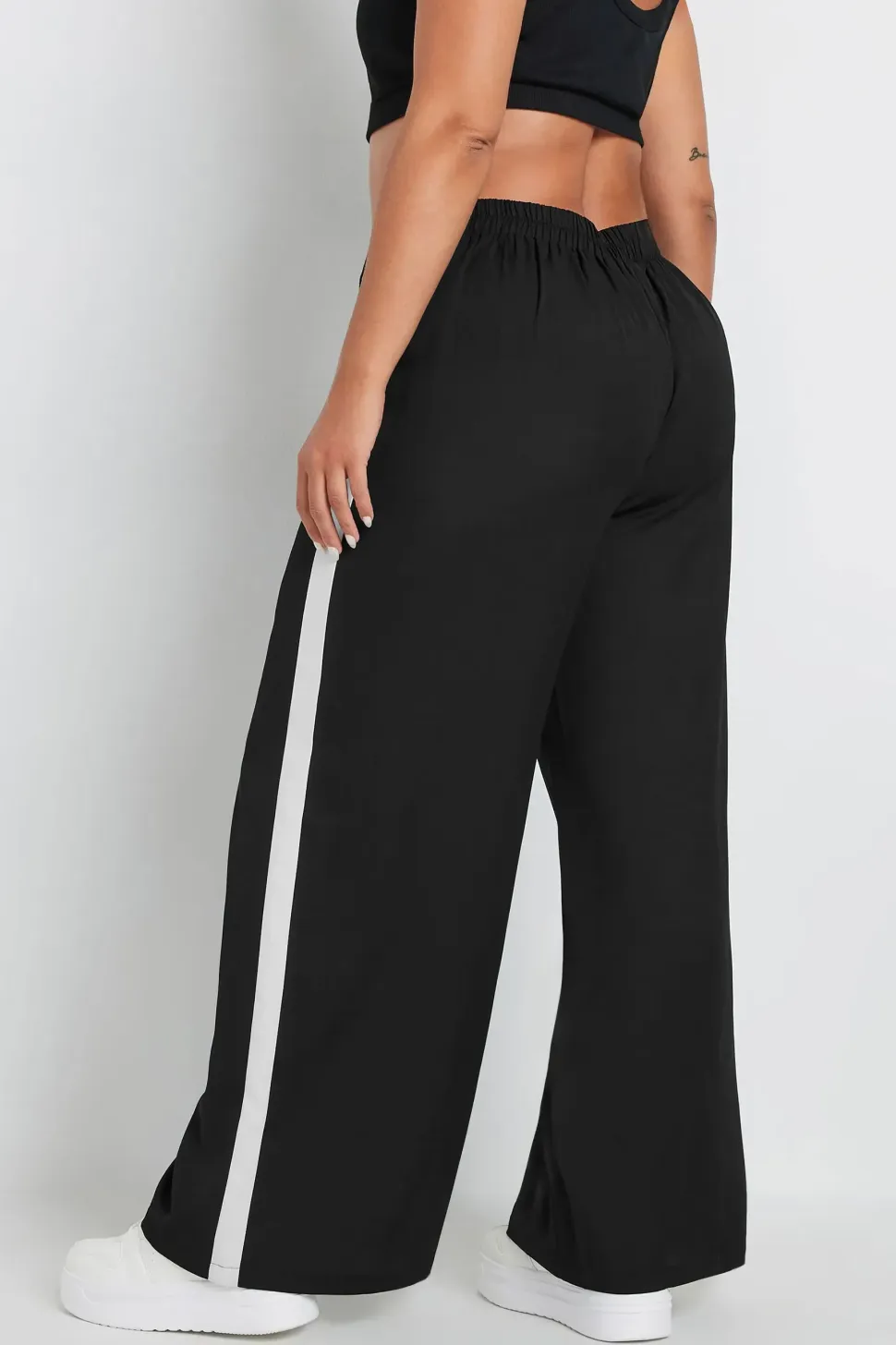 Contrast Side Stripe Wide Leg Trousers