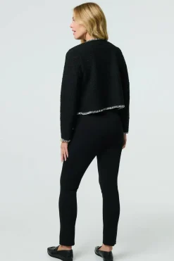 Contrast Stitch Trim Cropped Jacket