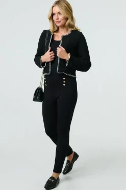 Contrast Stitch Trim Cropped Jacket