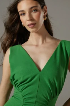 Contrast Waist Midi Dress