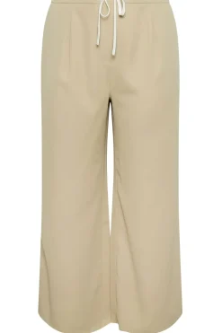 Contrast Waist Wide Leg Trousers