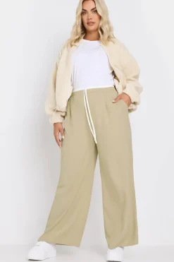 Contrast Waist Wide Leg Trousers