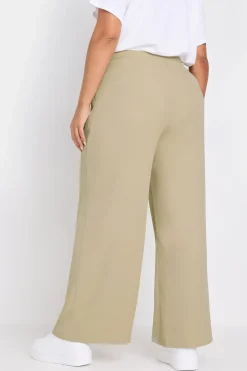 Contrast Waist Wide Leg Trousers