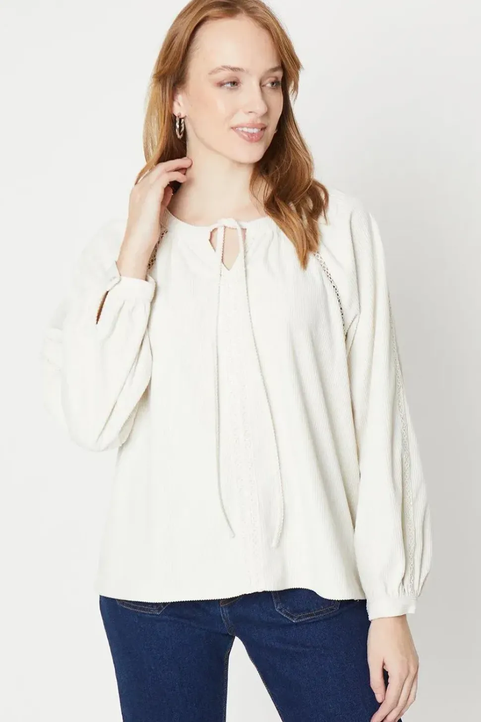 Cord Lace Trim Detail Top