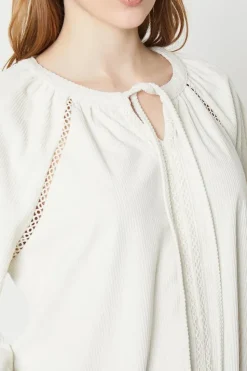 Cord Lace Trim Detail Top