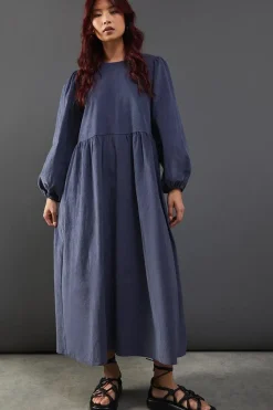 Cord Tie Back Smock Midi Dress