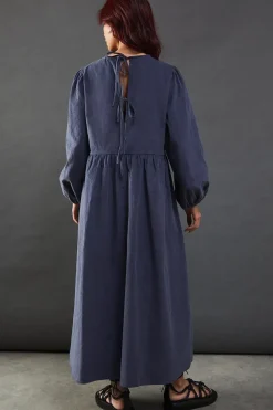 Cord Tie Back Smock Midi Dress