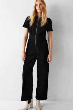 Corduroy Short Sleeve Jumpsuit