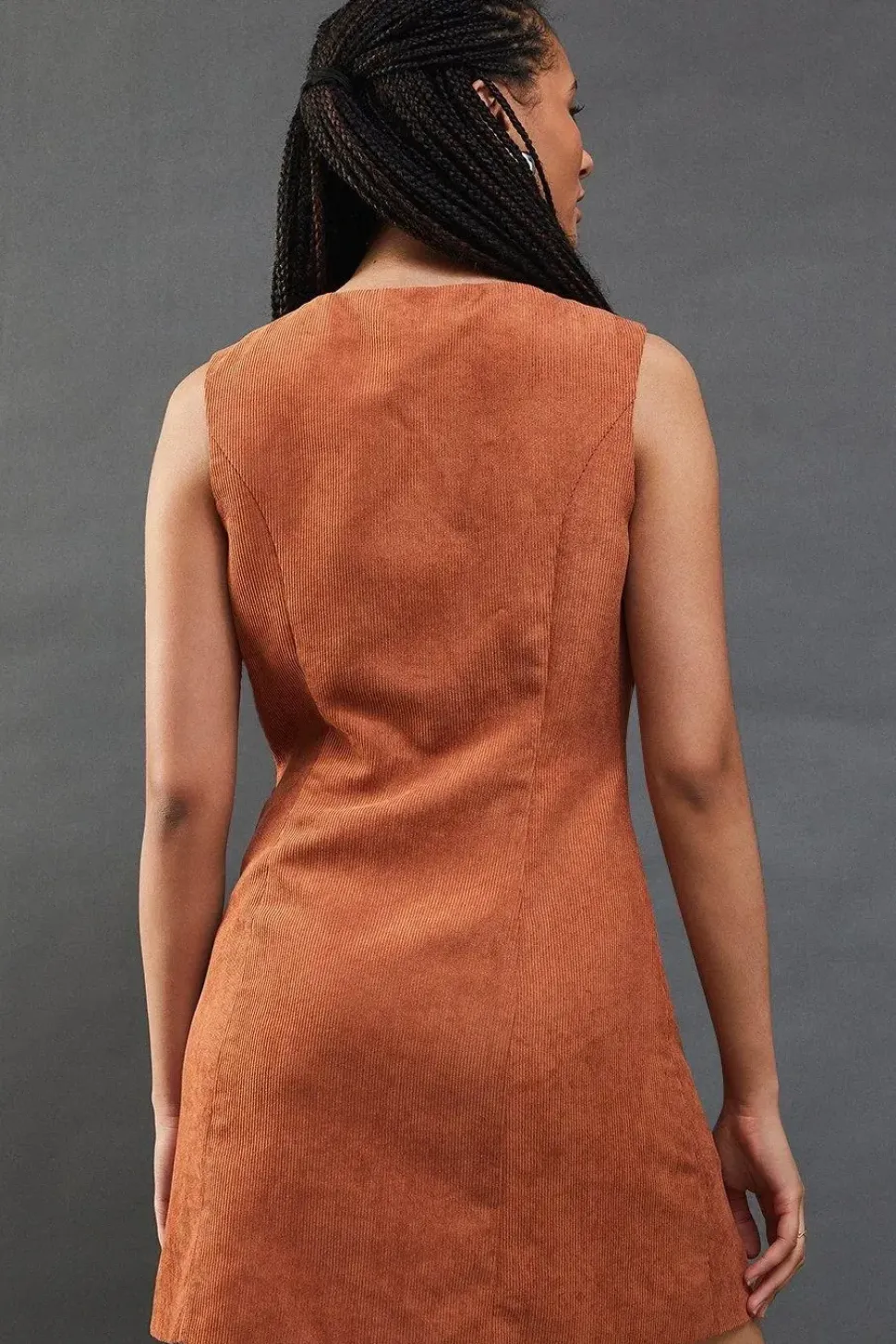 Cord Waistcoat Mini Dress
