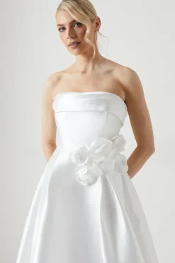 Corsage Detail Twill Wedding Dress