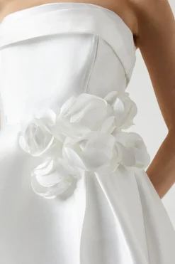 Corsage Detail Twill Wedding Dress