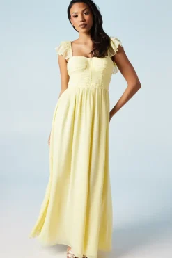 Corset Detail Georgette Bridesmaids Maxi Dress