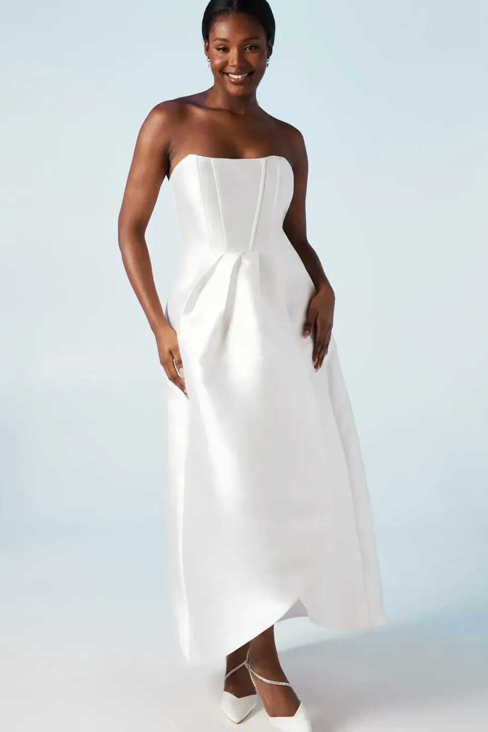 Corset Detail Twill Wedding Dress