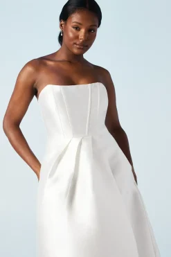 Corset Detail Twill Wedding Dress