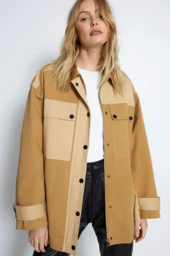 Cotton Colour Block Utility Jacket