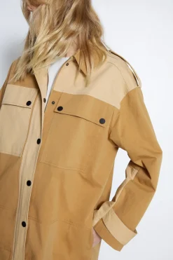 Cotton Colour Block Utility Jacket