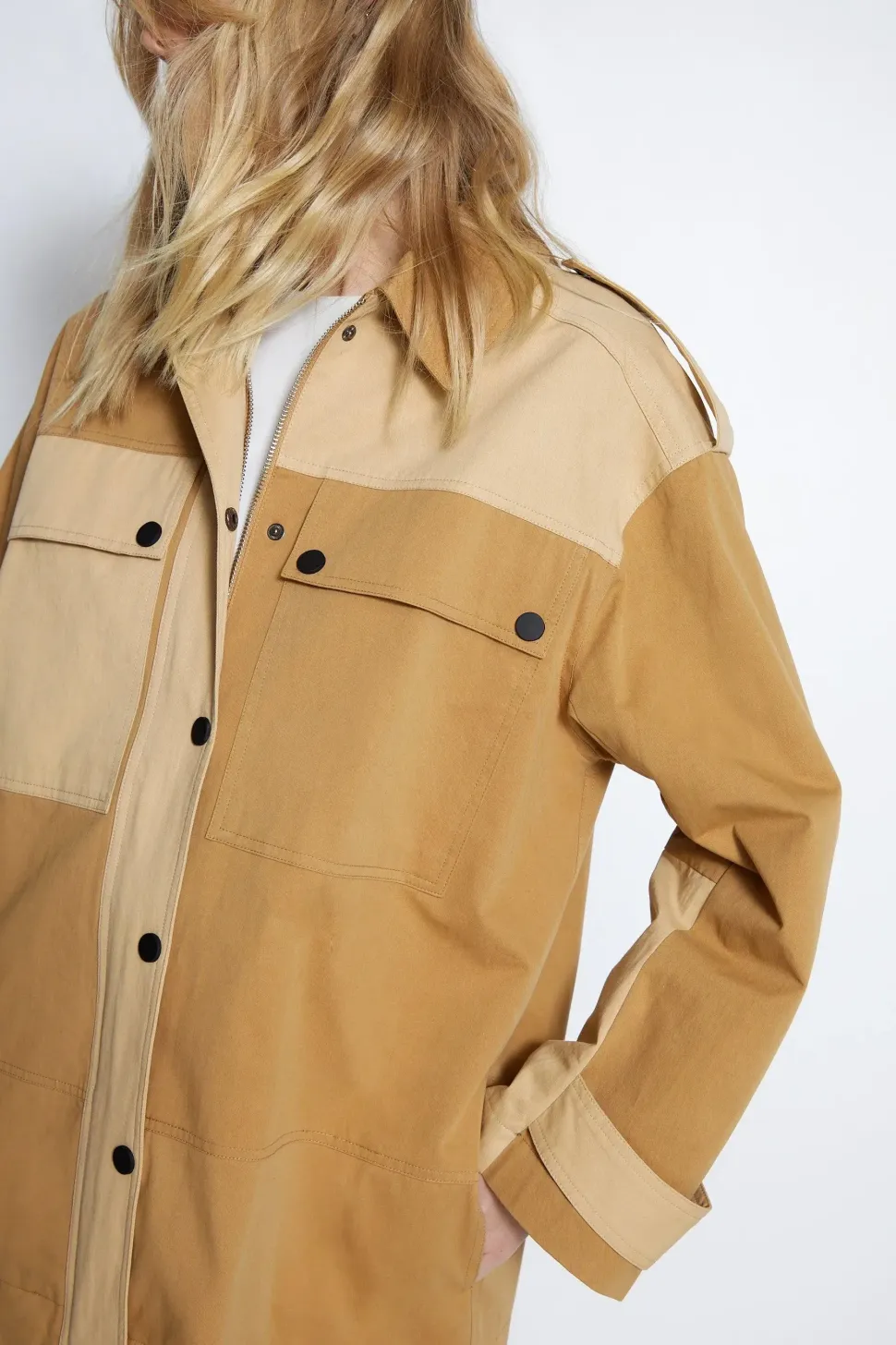 Cotton Colour Block Utility Jacket
