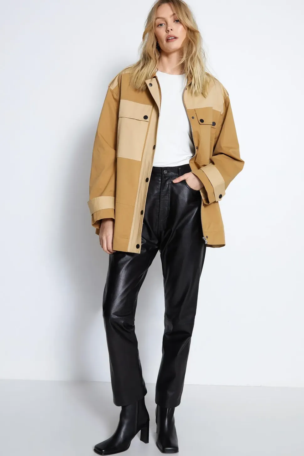 Cotton Colour Block Utility Jacket