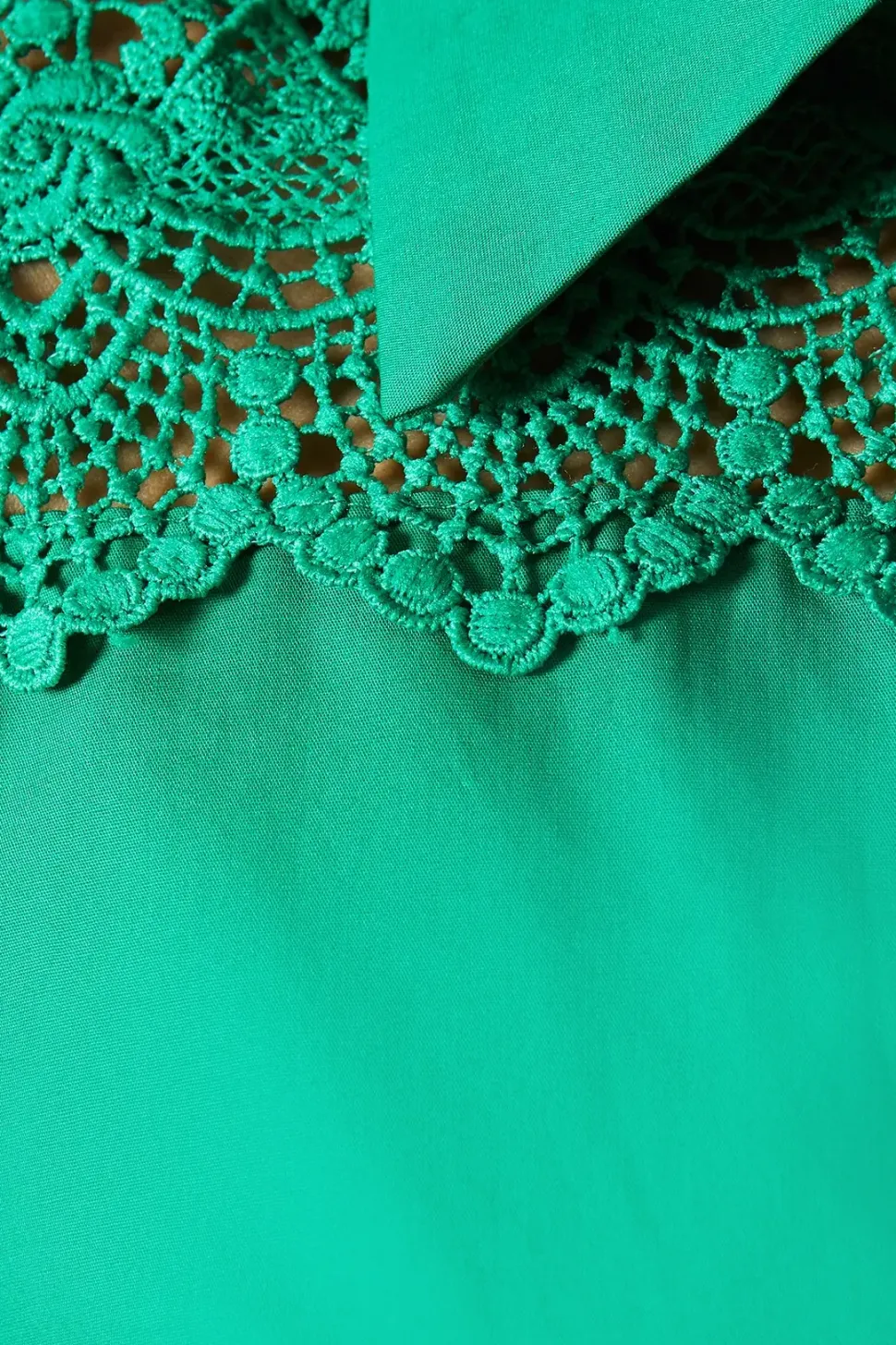 COTTON CUTWORK DETAIL SHIRT DRESS