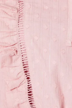 Cotton Dobby Ruffle Tie Waist Mini Dress