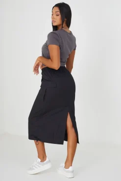 Cotton Maxi Parachute Cargo Skirt