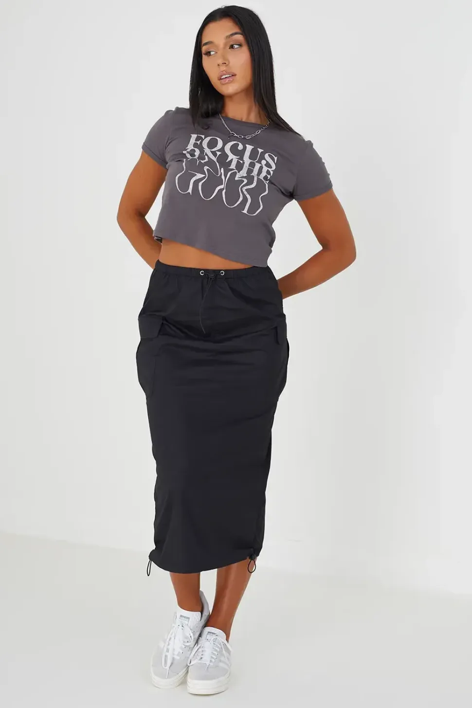 Cotton Maxi Parachute Cargo Skirt