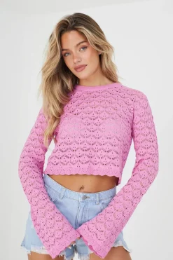 Cotton Open Stitch Crew Neck Jumper