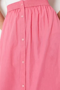 Cotton Poplin Button Through Midi Skirt