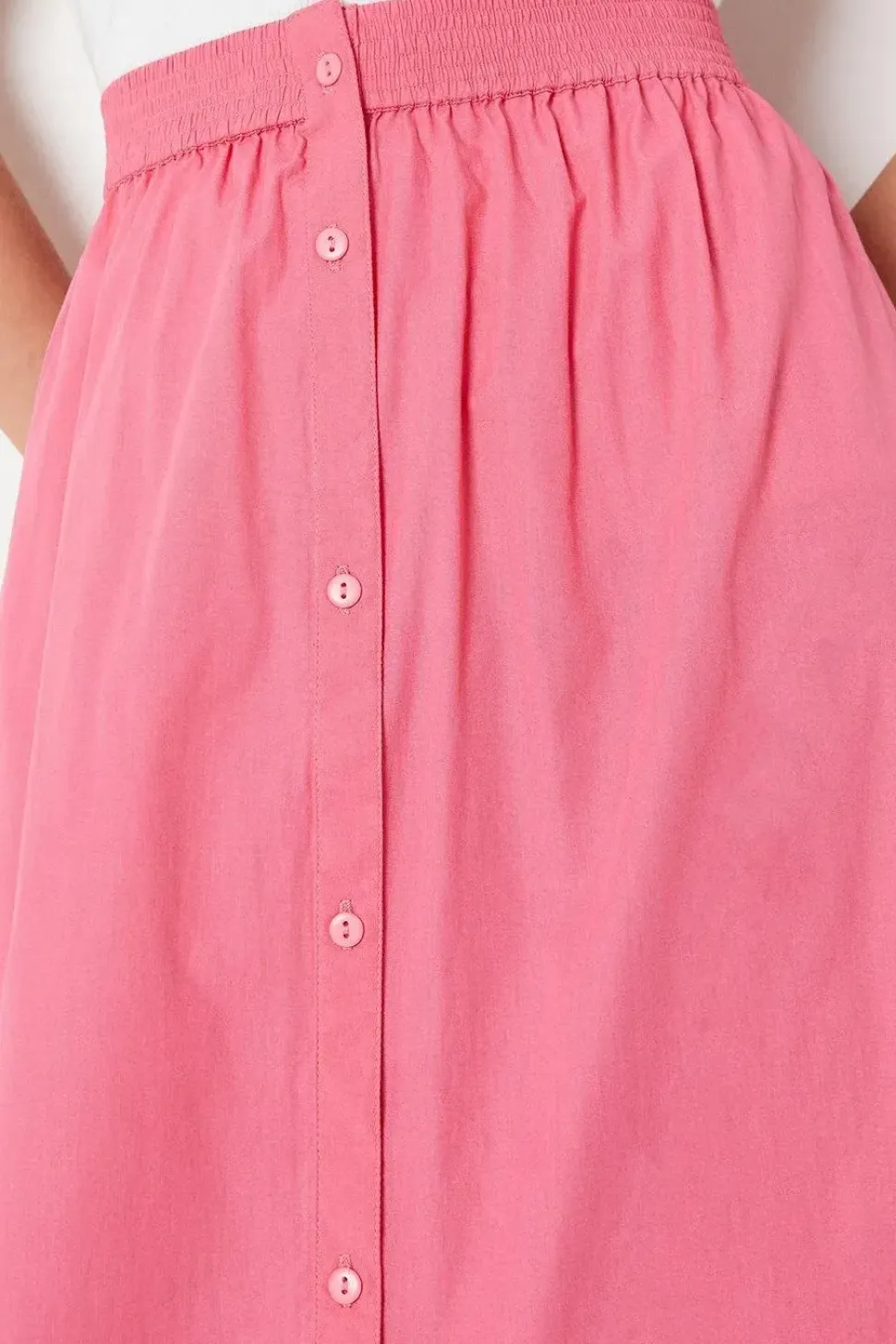 Cotton Poplin Button Through Midi Skirt