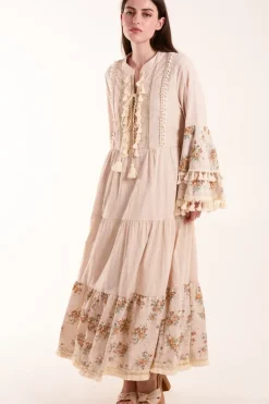 Cotton Ruffle Dress With Long Sleeves
